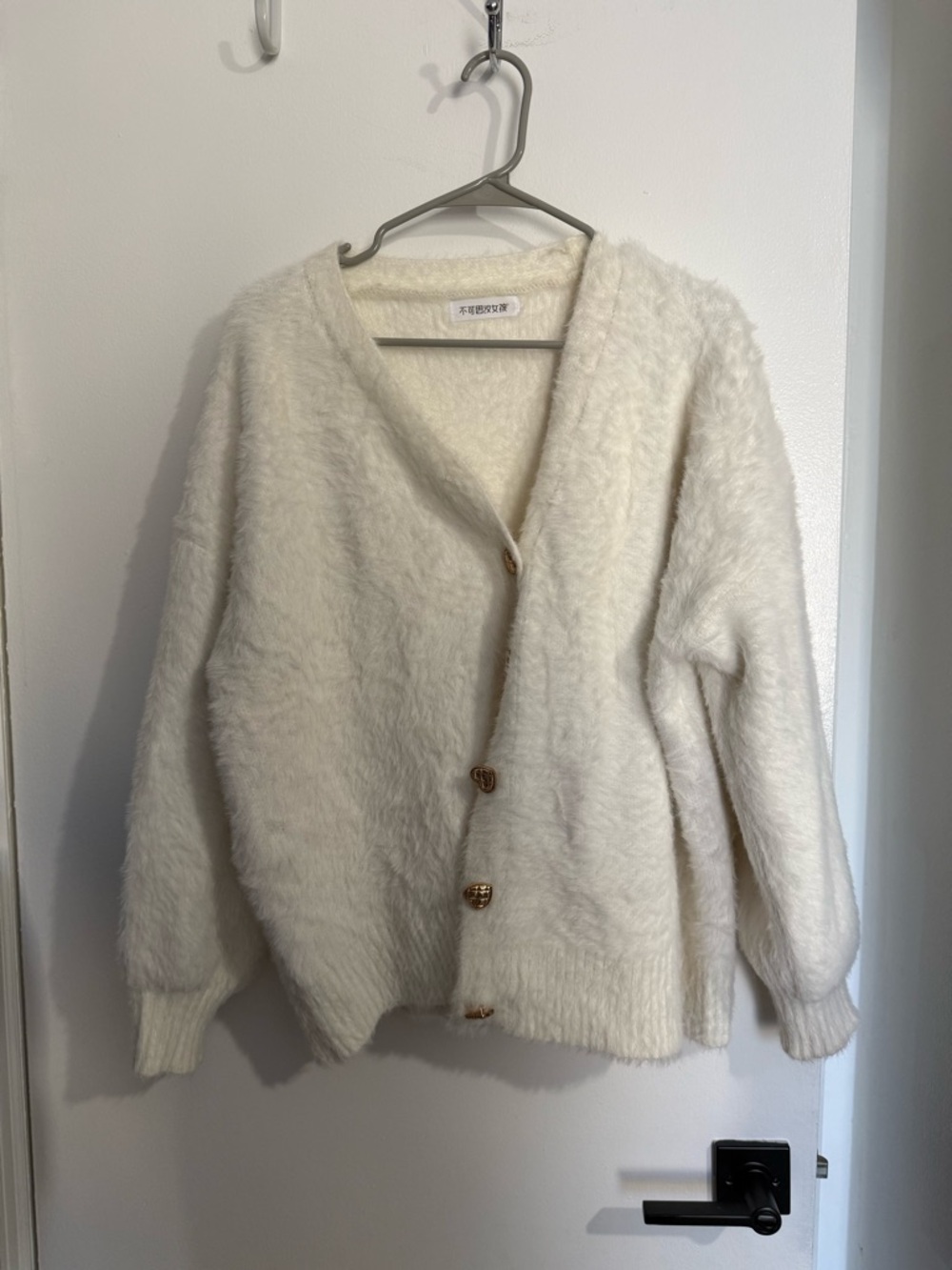 Cozy Cream Fuzzy Button-Up Cardigan